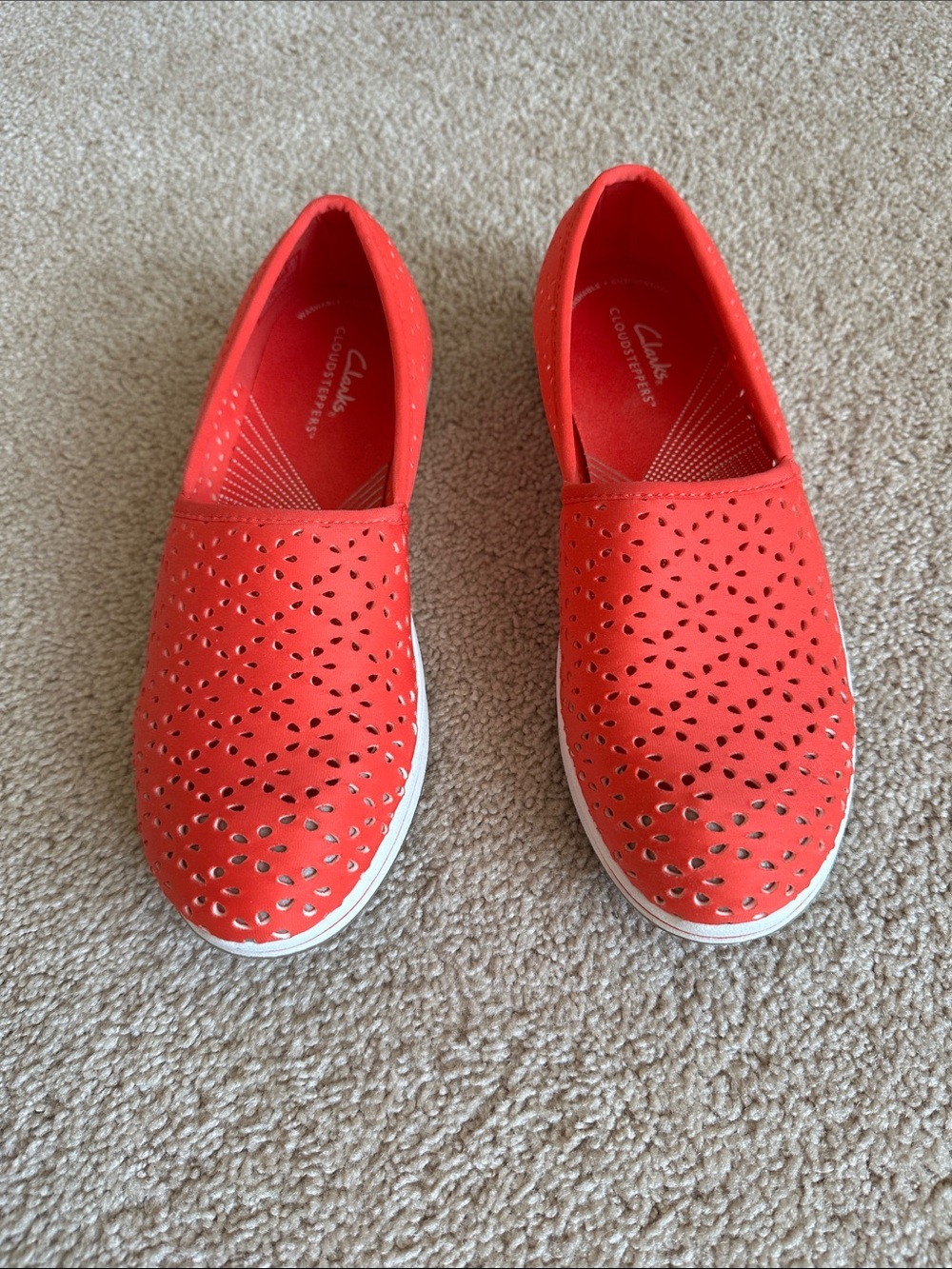 Clarks Women’s Bright Coral Perforated Slip-On Flats